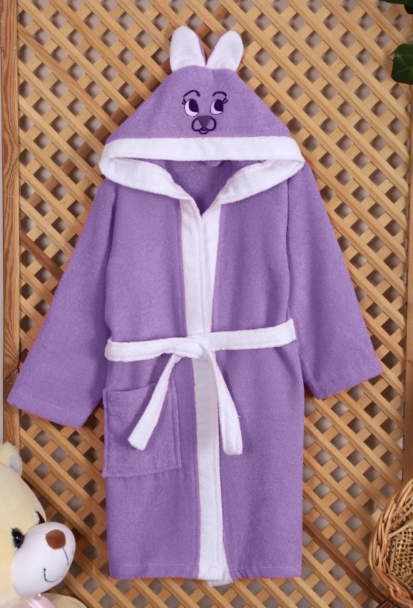 Kinderbademantel „Hasi“ – 100% Baumwolle, mit Kapuze