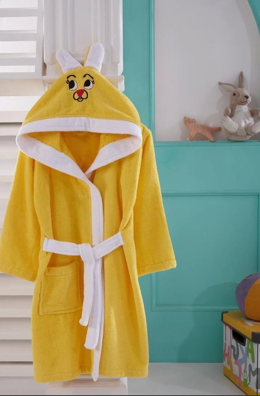 Kinderbademantel „Hasi“ – 100% Baumwolle, mit Kapuze
