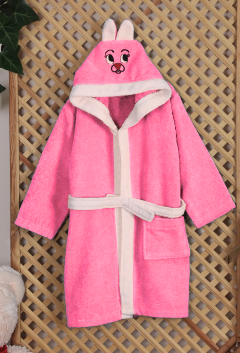 Kinderbademantel „Hasi“ – 100% Baumwolle, mit Kapuze