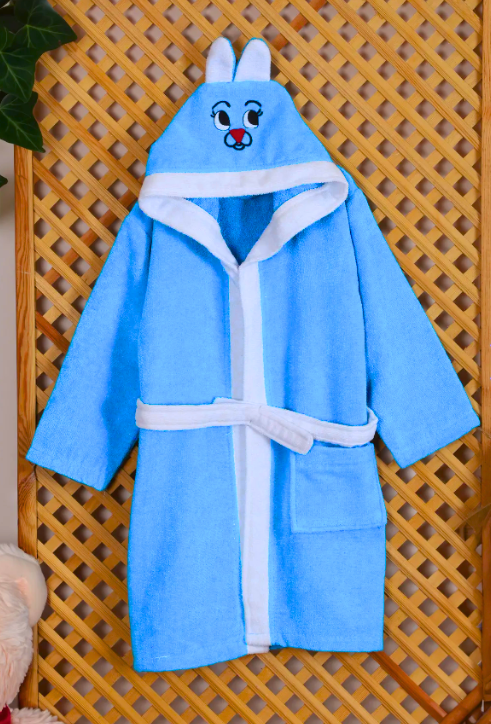 Kinderbademantel „Hasi“ – 100% Baumwolle, mit Kapuze